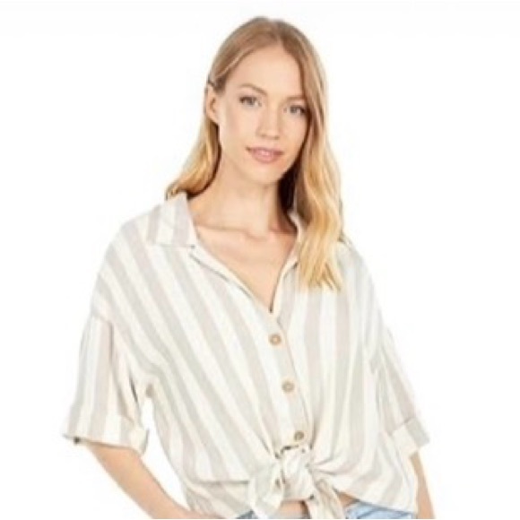 Rip Curl Other - Rip Curl Cream and Tan Ashore Striped Set.  Top L, Bottom XL.